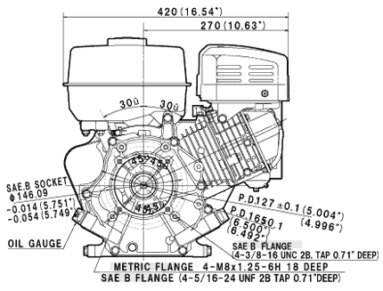 Desen motor Subaru EX27, vedere din spate