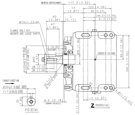 Desen motor Subaru EX40, vedere de jos