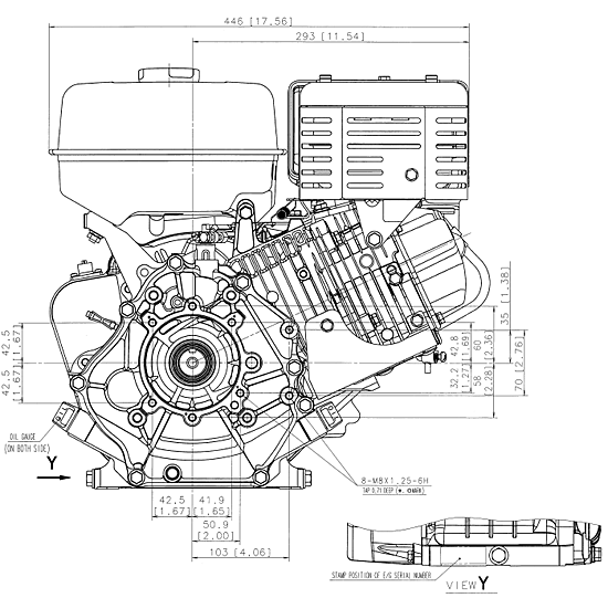 Desen motor Subaru EX40, vedere din spate