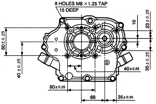 Schita motor Subaru EH 25, vedere "X" (tip B)