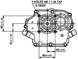 Schita motor Subaru EH 25, vedere "X" (tip D)