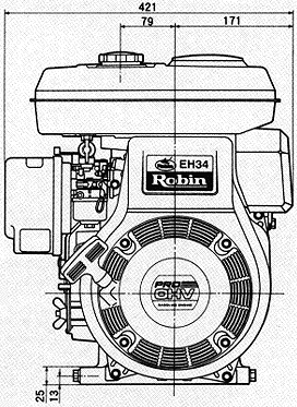 Schita motor Robin-Subaru, vedere din fata