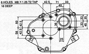 Schita motor Robin-Subaru, vedere "X" (tip B)