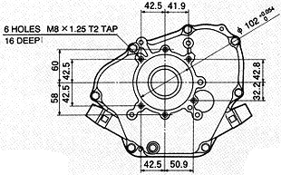 Schita motor Robin-Subaru, vedere "X" (tip D)