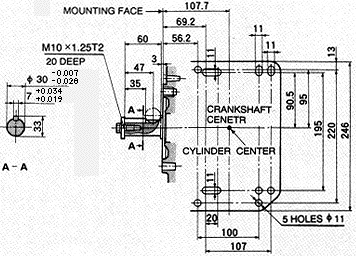 Schita motor Robin-Subaru, vedere "Z" (tip D)