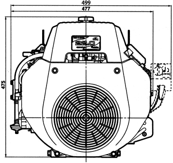 Schita motor Subaru EH64, vedere din faţă